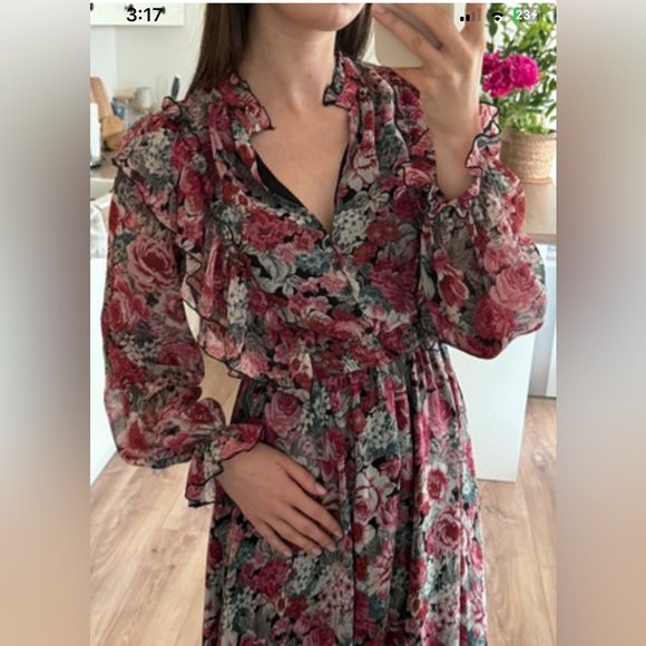 Zara Women’s Floral long sleeve Long Lined Dress Size M - Picture 13 of 16